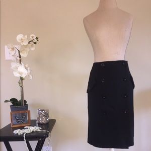 Black Pencil Skirt w/ Double Button Enclosure